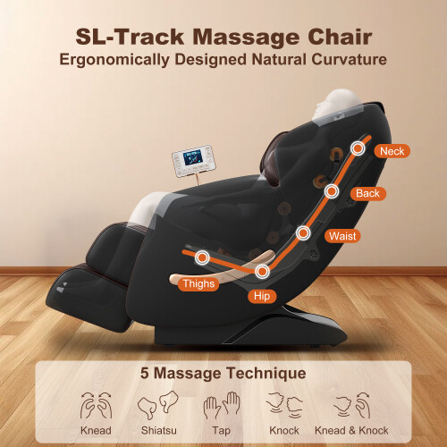 Black Full Body 3D Zero Gravity Massage Chair Recliner LCD Touch Screen Bluetoot gallery