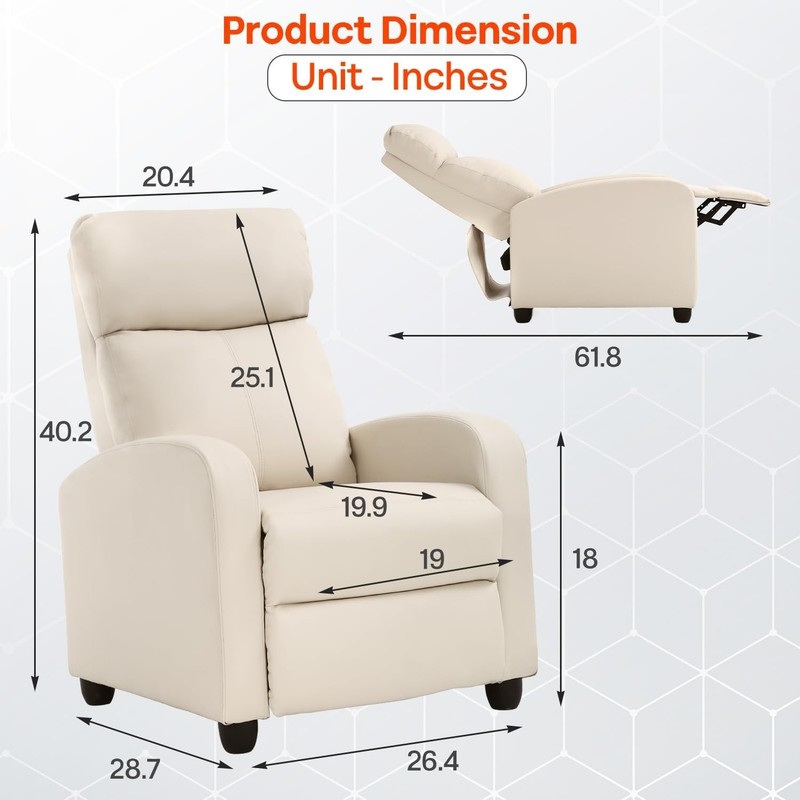 Beige Leather Massage Recliner Chair with Lumbar Support for Ultimate Relaxation gallery