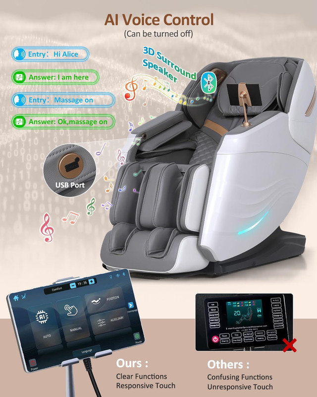 Massage Chair Full Body, 20 Modes Zero Gravity Sl-Track Shiatsu Massage Chair Bu gallery
