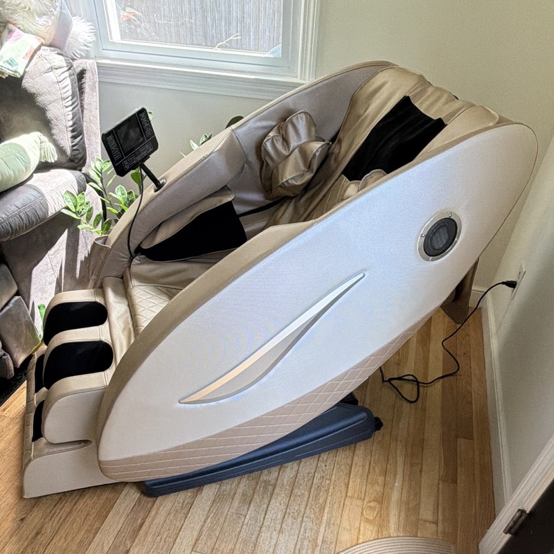 Beige Faux Leather Zero Gravity Electric Massage Chair w/ Heat & Speakers gallery