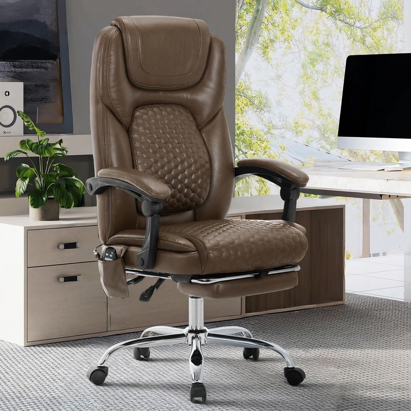 MALOL Massage Office Chair with Heat and Footrest, 300 lbs Easy Assembly Leat...
