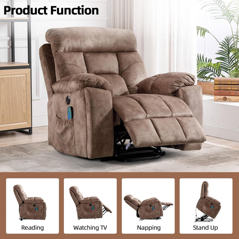 Oversized Power Lift Recliner with Massage, Heat, Cup Holders & USB Port gallery