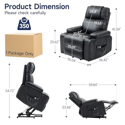 Brage Living Power Lift Recliner Chair for Elderly with Massage & Heat, 160° gallery