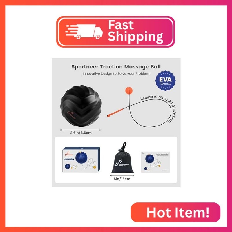 Sportneer Massage Lacrosse Ball with String, Deep Tissue Massager for Back Myofa gallery