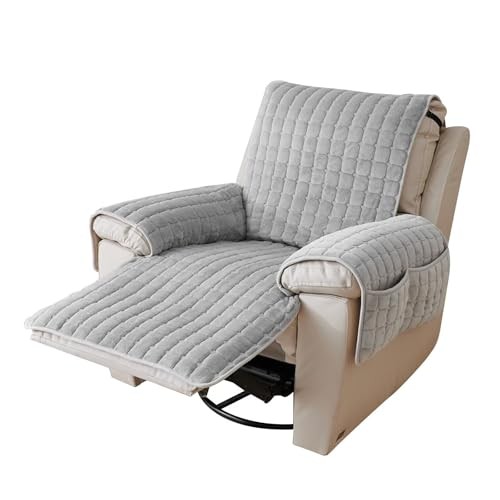 Plush Recliner Slipcover 30 Inches Washable Chair Covers Artificial 30" Grizzly gallery