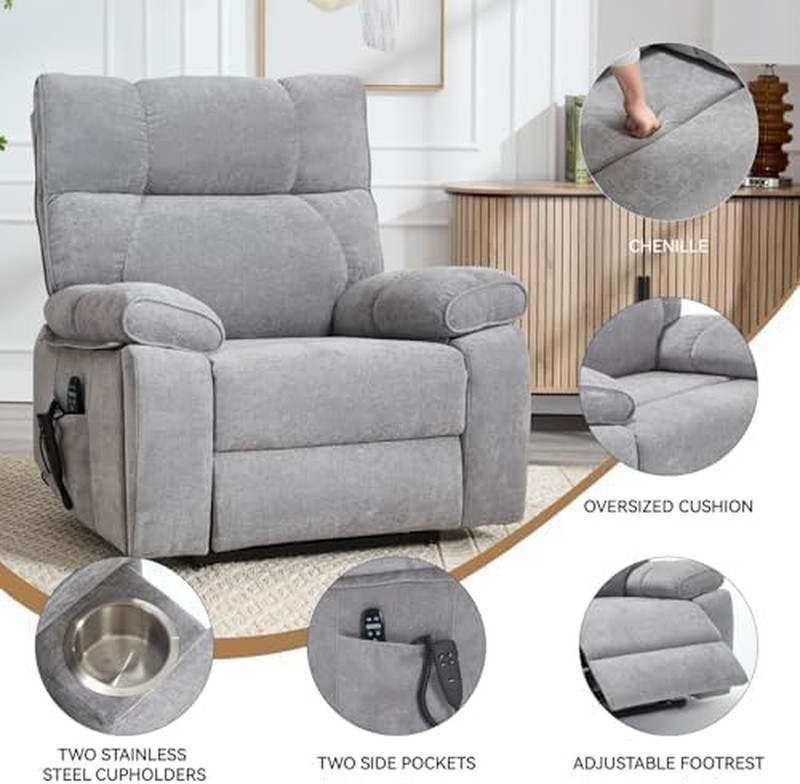 Dual Motor Power Lift Recliner Chair, 8 Positions Vibration Massage Recliner Cha gallery
