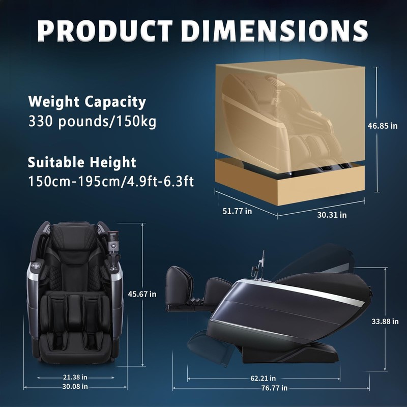 4D Massage Chair Full 40 inches (H) x 29.53 (W) x 35 (L), Black gallery