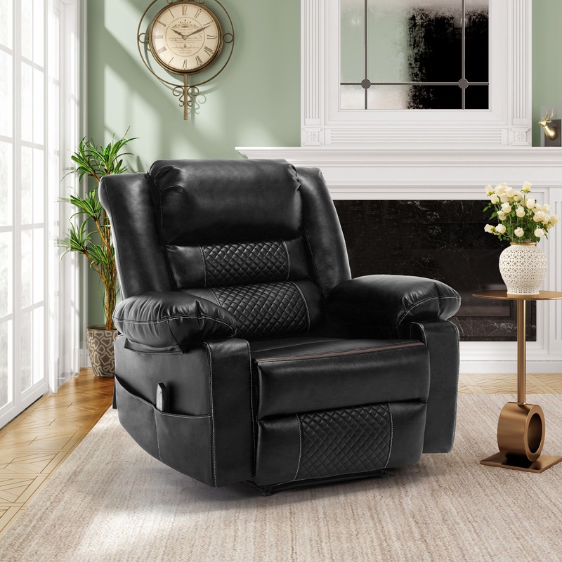 Breathable Leather Massage Recliner Chair Manual Living Room Reclining Sofa gallery