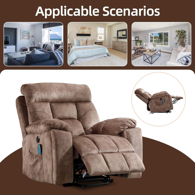 Oversized Power Lift Recliner with Massage, Heat, Cup Holders & USB Port gallery