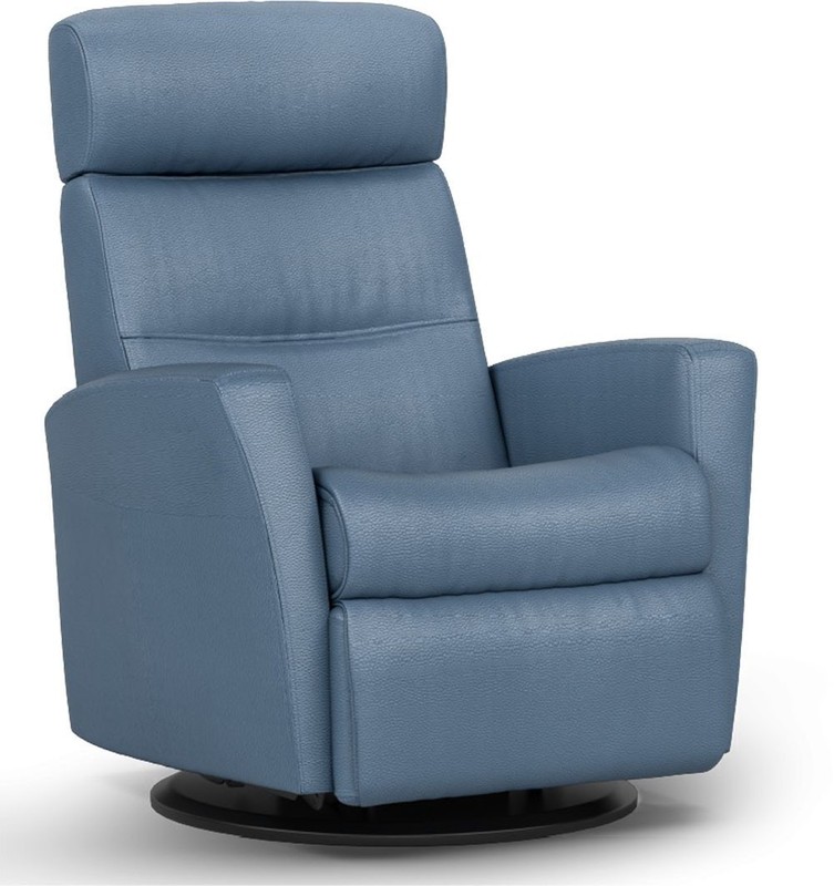 IMG Divani RM125 Small Power Relaxer Recliner Chair Trend T428 Lake Blue Leather