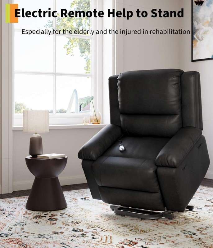 Adjustable Backrest Power Lift Recliner Chair Massage Heat PU Leather Footrest gallery