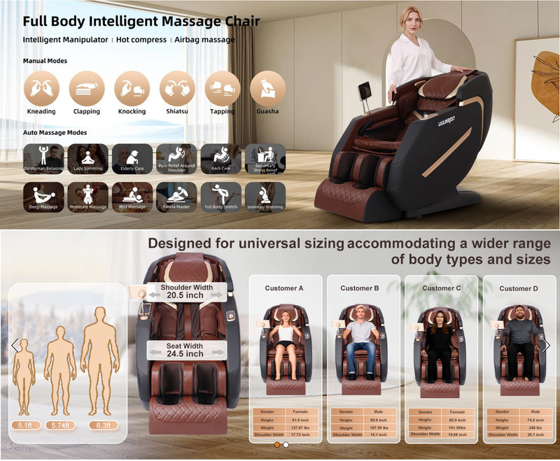 Buy Confidence with Full Body Massage Chair AI Voice control SL Track Recliner gallery