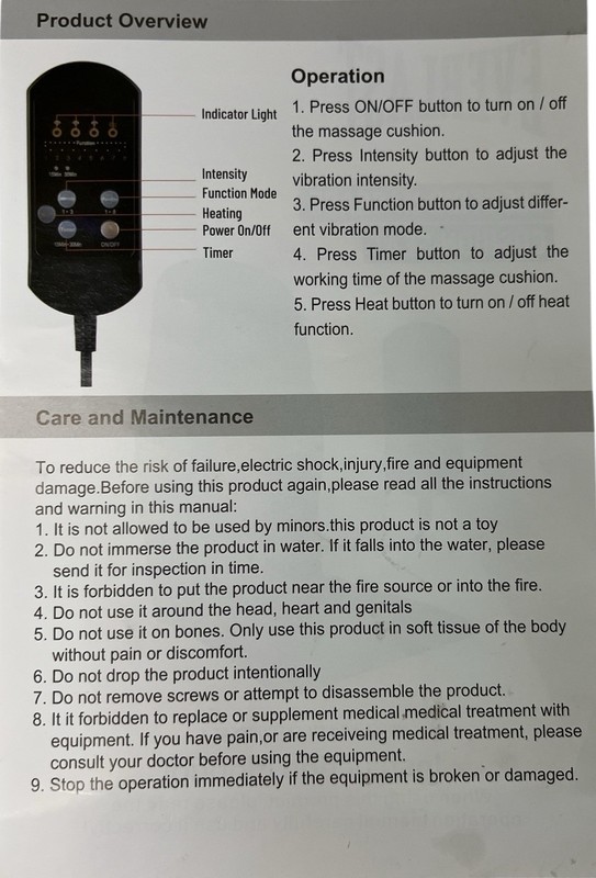 Everlast Electric Massage Seat Cushion Home, Office and Car Heat and Vibration gallery