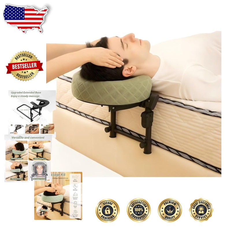 Adjustable Massage Headrest for Bed, Foldable Face Cradle, Memory Foam Pillow