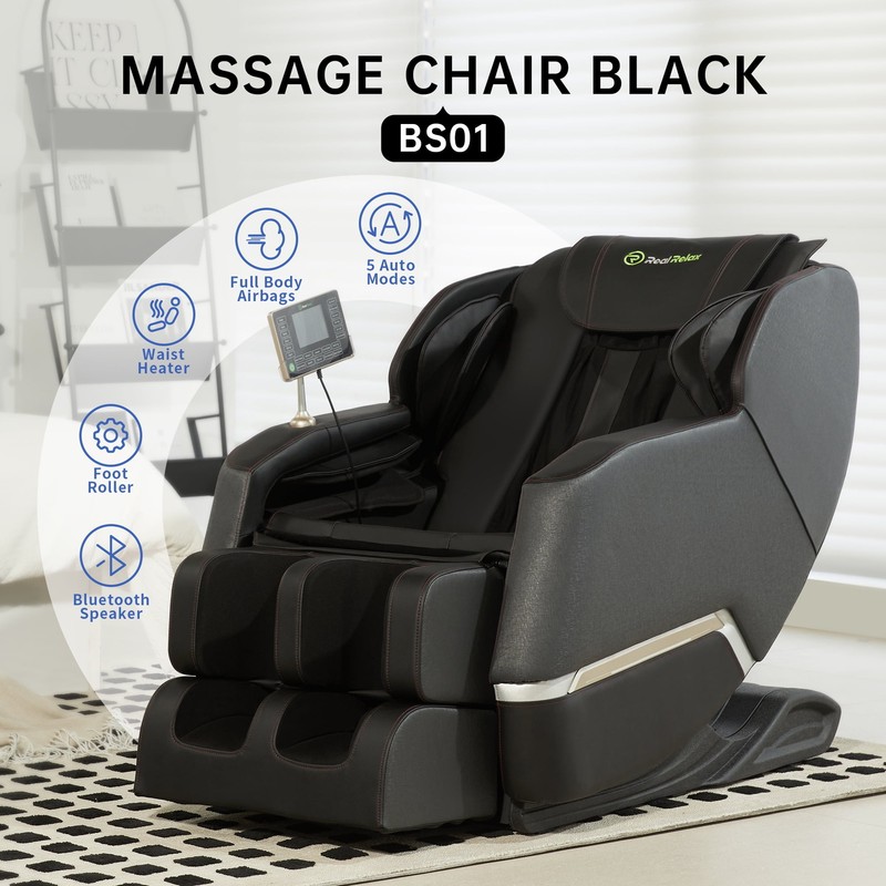 Zero Gravity Full Body Shiatsu Electric Massage Recliner Chair – Black