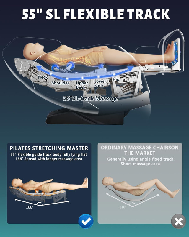4D Full Body Massage Chair with Flexible 166° Track, Reading Light, 18 Massage M gallery