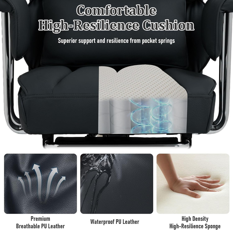 DYHOME 500 Lbs Reclining Massage Office Chair with Foot Rest, Kneading Massage H gallery