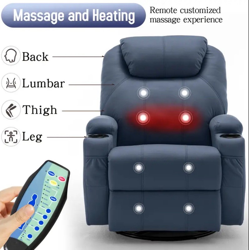 PU Leather Recliner Chair Lift Power Massage Sofa Heat Vibration Heated Leather gallery