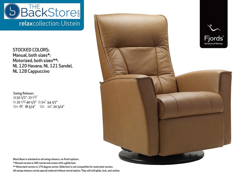 Fjords Ulstein Swing Relaxer Large Swivel Power Recliner Chair Sandel Leather gallery