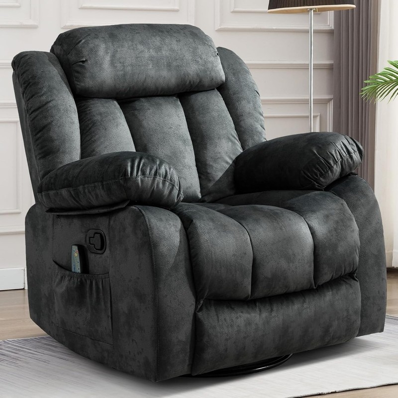 CANMOV Swivel Rocker Recliner w/Massage & Heat – 4-Point Vibration