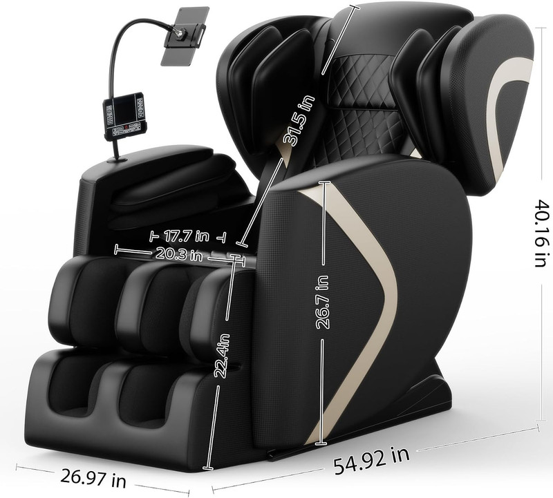 Zero Gravity Massage Chair with Heat, Air Pressure & Remote Control, Black gallery