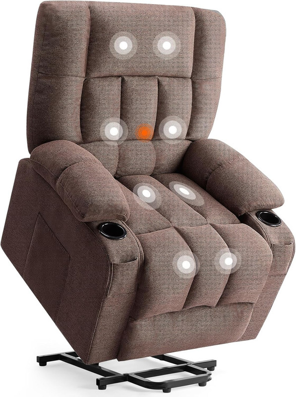 Ergonomic Power Lift Recliner Chair with Massage & Heat – Brown