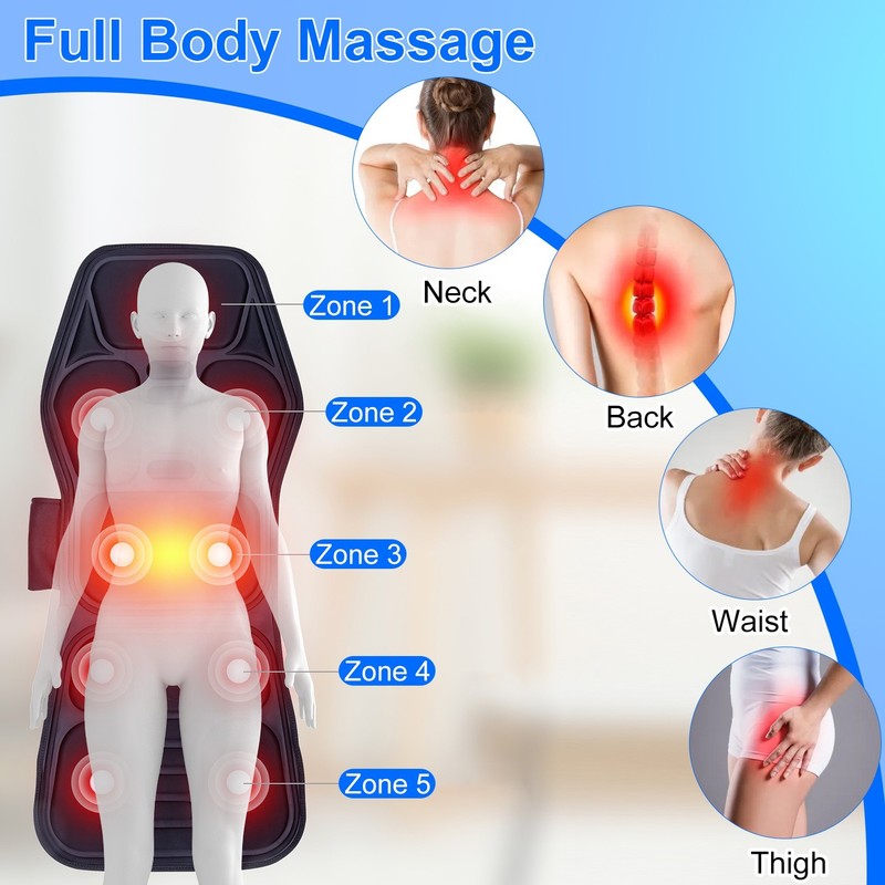 Full Body Massage Chair Pad with Heat 8 Modes Back Massager for Home Office Car gallery