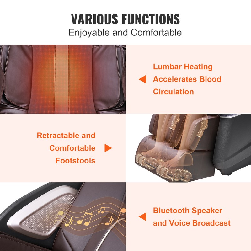 VEVOR Full Body Massage Chair Zero Gravity 3D Shiatsu Recliner with SL-Track gallery