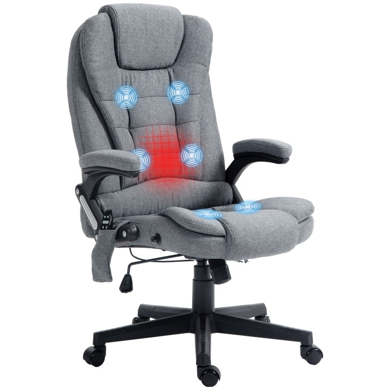 6 Point Vibrating Massage Office Chair with Lumbar Heat Gray