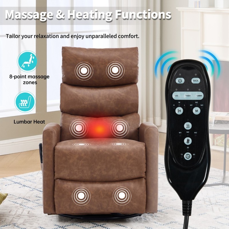 Heat Massage Manual Recliner Chair with Rocker and Swivel in Fabric gallery