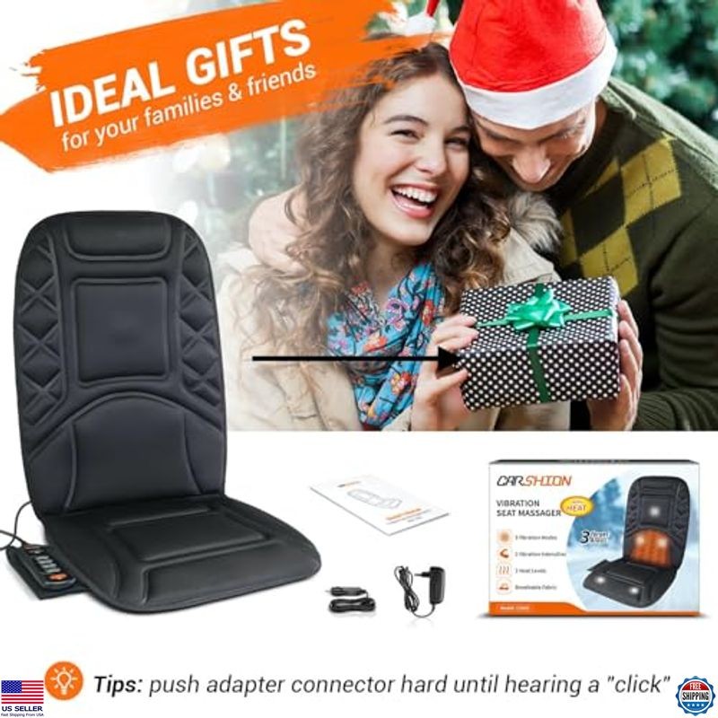 Back Massager with Heat, 5 Vibrating Nodes, 2 Heat Levels, Cushion Chair Pad gallery