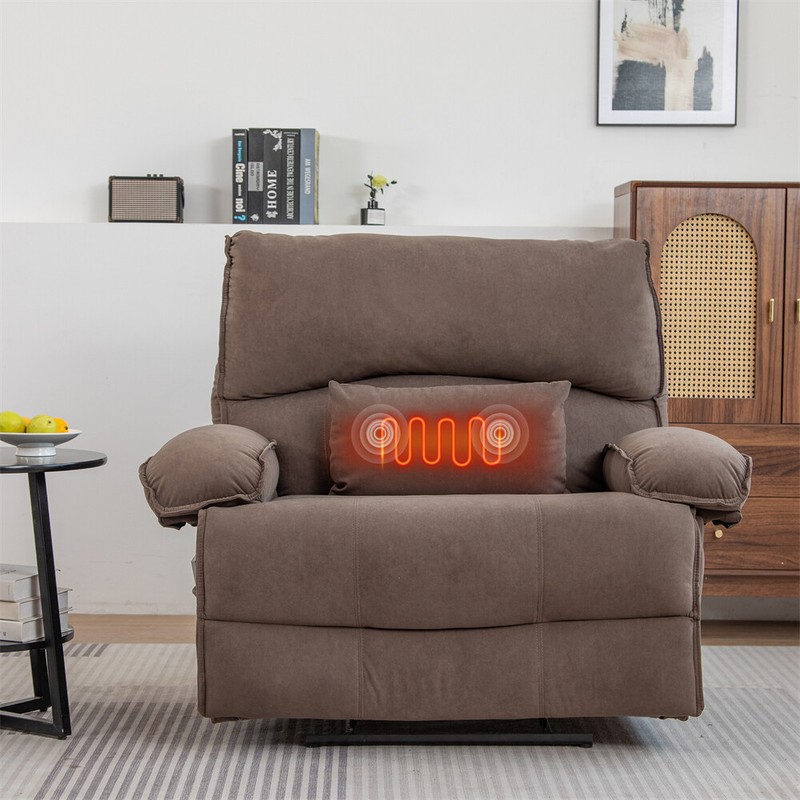 27.5" Oversized Manual Recliner Chair Sofa with Heating Vibration Capacity 350lb gallery