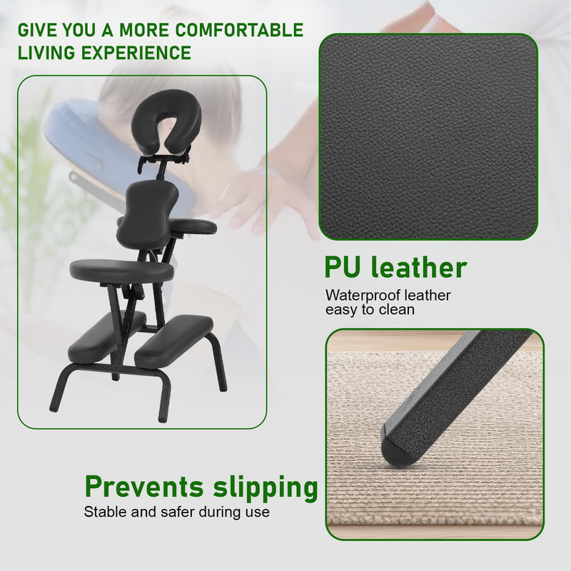 Adjustable Portable Massage & Tattoo Chair with Backpack - Black gallery
