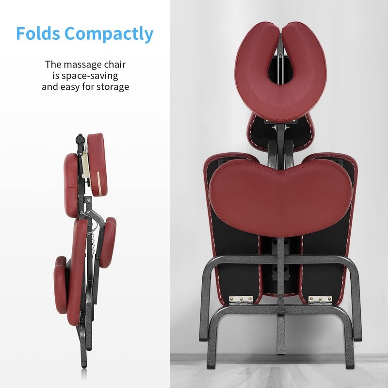 Durable Massage Chair with Foam Filling and Easy Clean PU Leather Cover Burgundy gallery