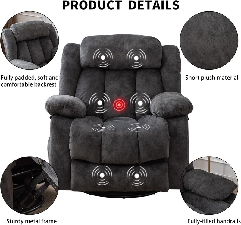 Massage Swivel Rocker Recliner W/ Heat & Vibration Manual Rocking Recliner Chair gallery