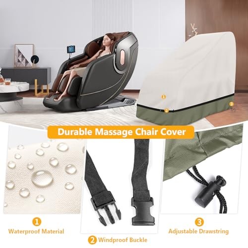 COSHNIBI Massage Chair Cover,Heavy Duty Waterproof and 59"L x 39"W x 55"H Beige gallery