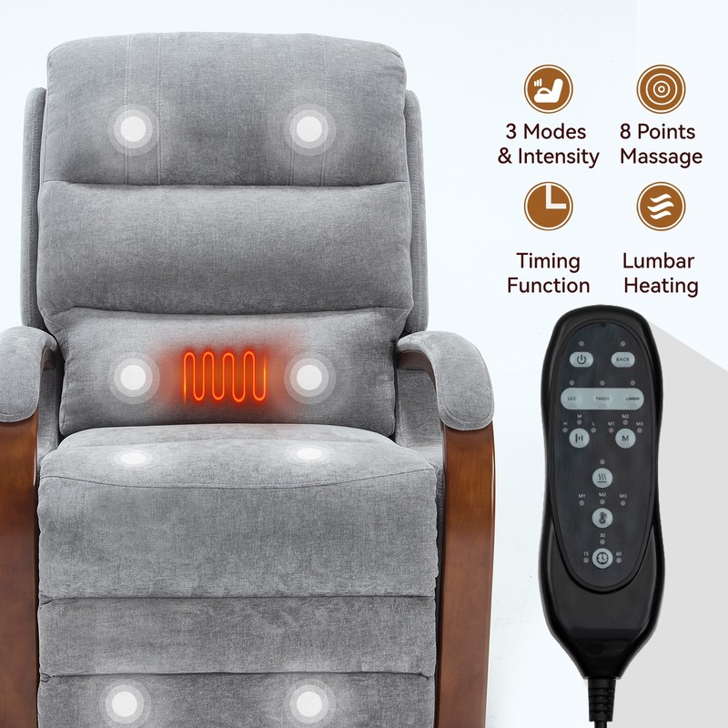 Power Lift Recliner Chair Dual Motor Heat Massage 350 LBS Capacity gallery
