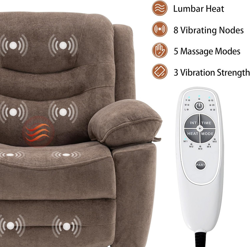 Power Swivel Rocker Recliner with Massage and Heat, USB Port, Infinite Position, gallery
