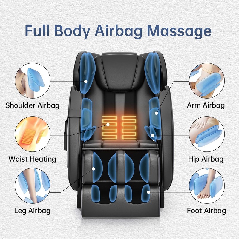 Zer0 Gravity Massage Chair 8 Fixed Shiatsu Massage Roller Mode Heater Bluetooth gallery
