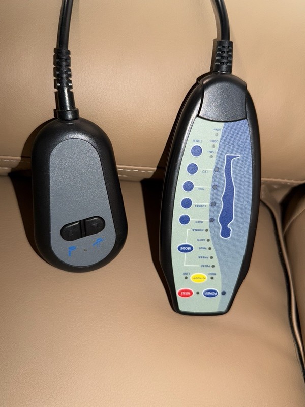 Beige Faux Leather Electric Massage Chair Heated Wave Pulse Remote Cup Holder gallery
