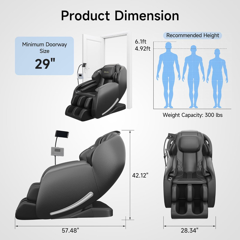 Massage Chair Full Body with Unique Phone Controller, Zero Gravity 3D Sl-Track R gallery