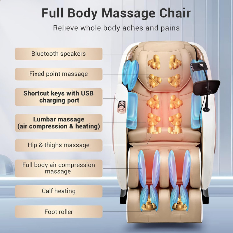 Full Body Shiatsu Massage Chair with Heat, Zero Gravity & Bluetooth Control gallery