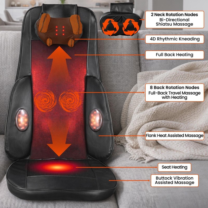Full Body Massager W/ Heat Kneadings Shiatsus Massage Massage Pad Adjust Timmer gallery