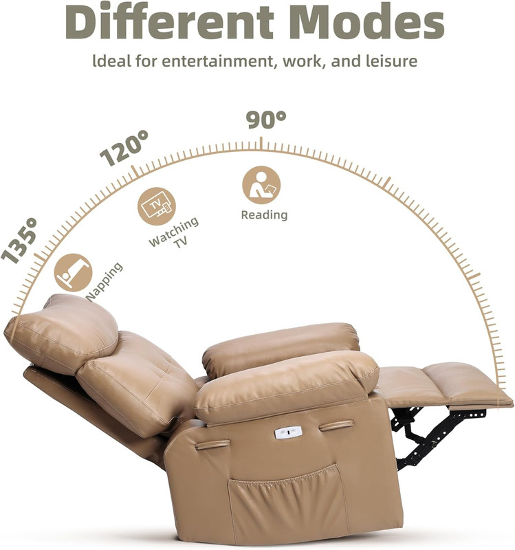 Oversized Power Rocker Swivel Recliner Chair - Heat and Massage, PU Leather Elec gallery