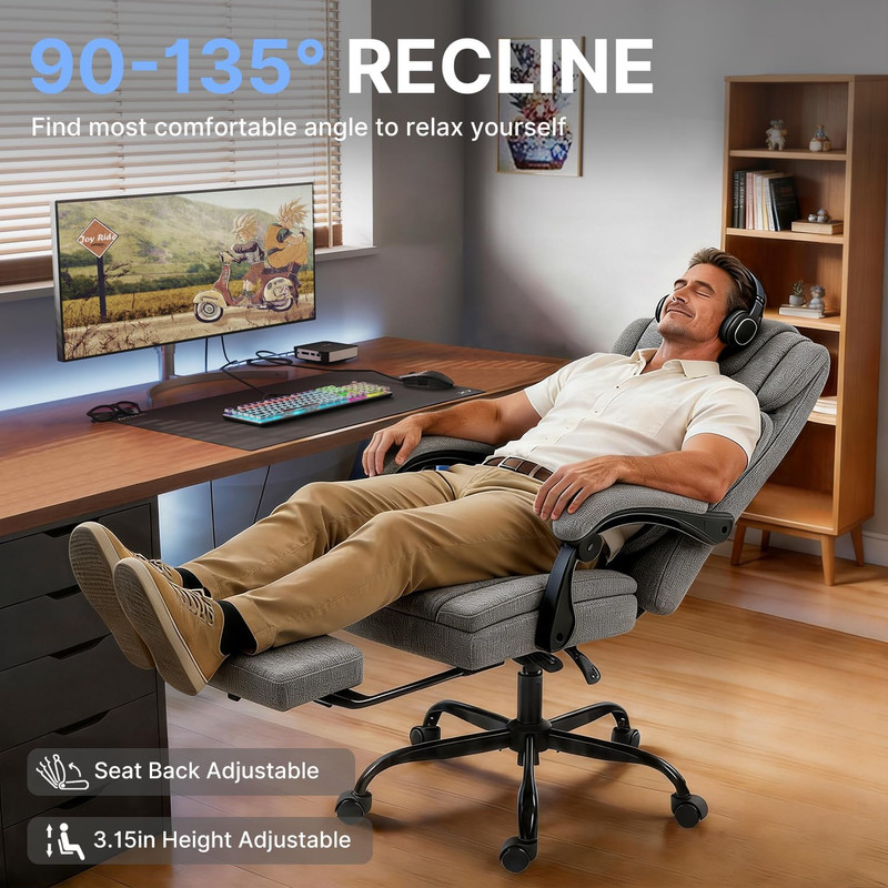 Massage Office Chair with Heat Reclining High Back Desk Chair | Fabric Massage O gallery