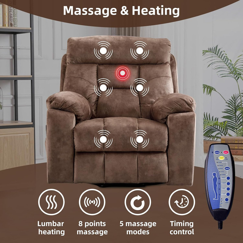 Large Power Lift Recliner Chair with Massage and Heat for Elderly Big and Tall P gallery