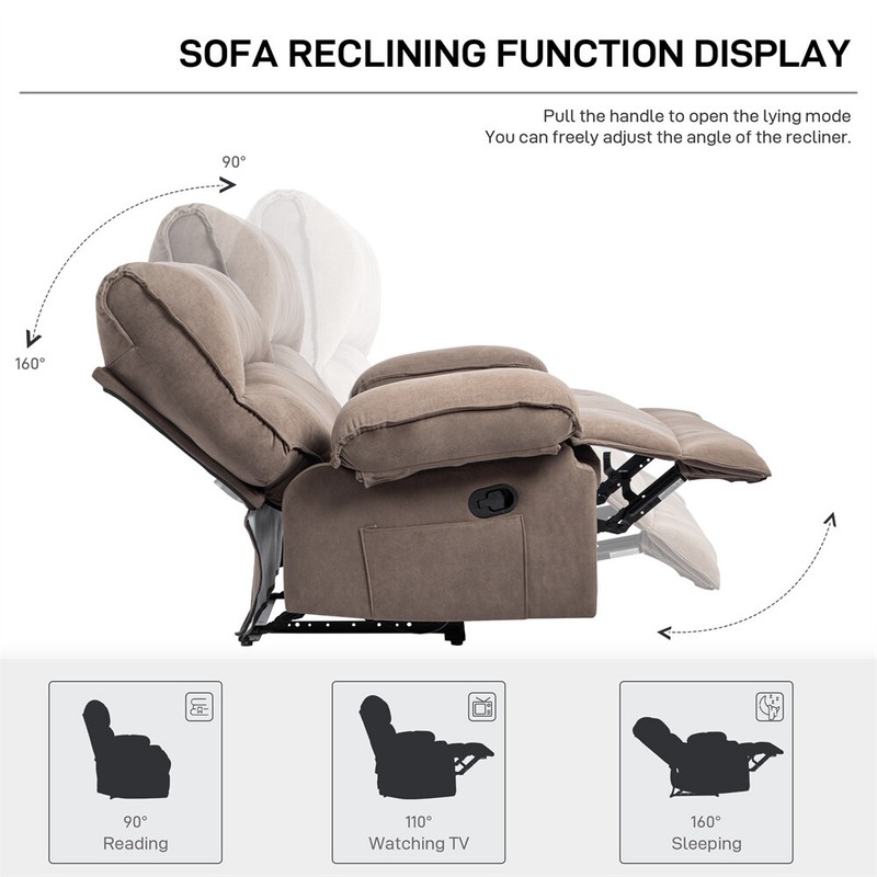 27.5" Oversized Manual Recliner Chair Sofa with Heating Vibration Capacity 350lb gallery