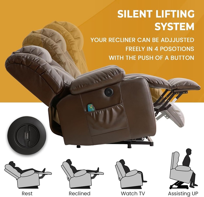 Power Lift Recliner Chair Elderly & Seniors Breathable Leather Electric Recliner gallery