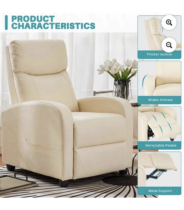 Beige Recliner Vibrating Massage Chair w/ Remote, Retractable Footrest 300 lb gallery