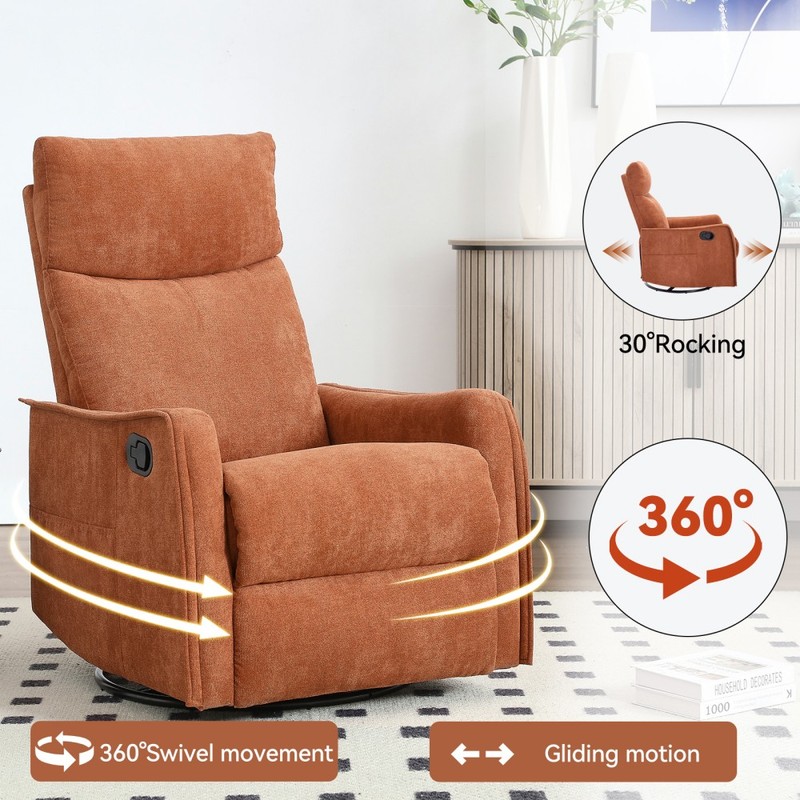 360° Swivel Rocking Recliner Chair w/ Heat Massage & 8 Vibration Nodes gallery